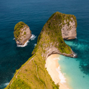 Uitzicht op Kelingking Beach in Nusa Penida